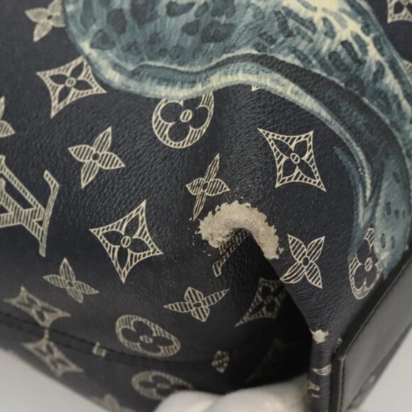 LOUIS VUITTON Monogram Savanna Tote Bag Black M54127 LV Auth BA2200 - Picture 4 of 14